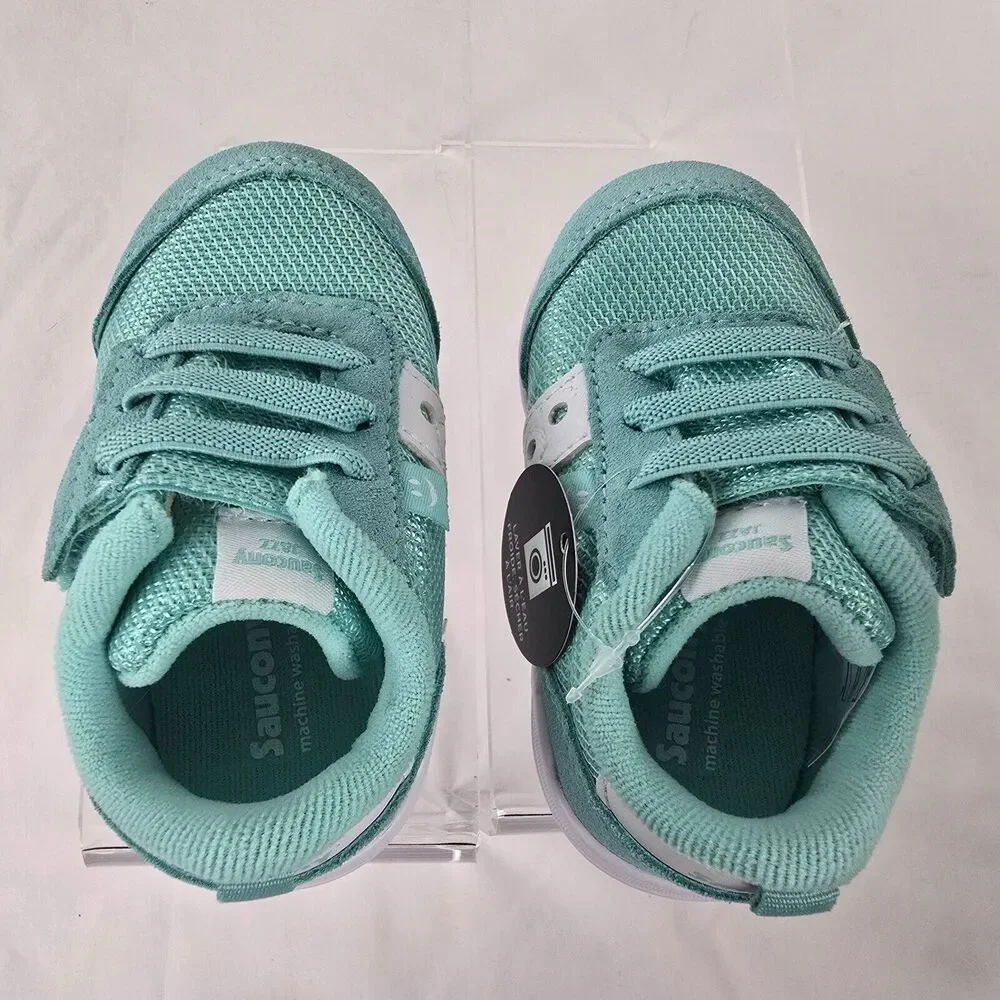 Saucony Girl's Sneakers Girl's 4 Wide Jazz Riff Turquoise White SL163016 NIB